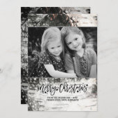 Rustic Birch Bark Merry-kerstfoto Feestdagenkaart (Voorkant / Achterkant)