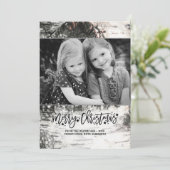 Rustic Birch Bark Merry-kerstfoto Feestdagenkaart (Staand voorkant)