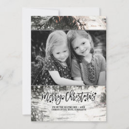 Rustic Birch Bark Merry-kerstfoto Feestdagenkaart