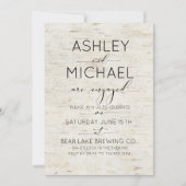 Rustic Birch Bark Typography Engagement Party Kaart (Voorkant)