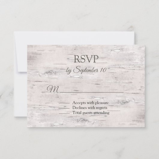 Rustic Birch Bark Wedding RSVP Kaartje (Voorkant)