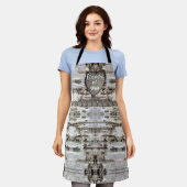 Rustic Birch Bark Wood Carved Heart #1 Naam moeder Schort (Gedragen)