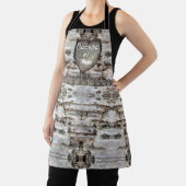 Rustic Birch Bark Wood Carved Heart #1 Naam moeder Schort (Insitu)