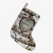 Rustic Birch Bark Wood Carved Heart Aspen Tree Mr. Kleine Kerstsok (Voorkant (Hangend))