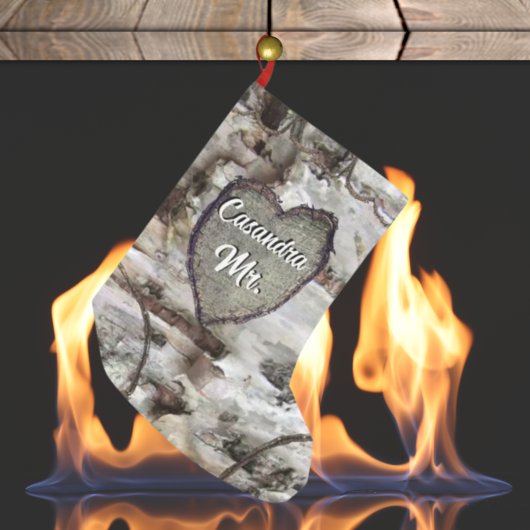 Rustic Birch Bark Wood Carved Heart Aspen Tree Mr. Kleine Kerstsok