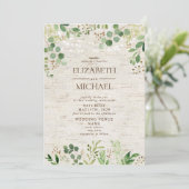 Rustic Birch Botanicals Bos Fotobruiloft Kaart (Staand voorkant)