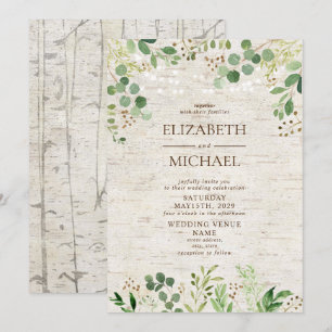 Rustic Birch Botanicals Forest Outdoor Wedding Kaart