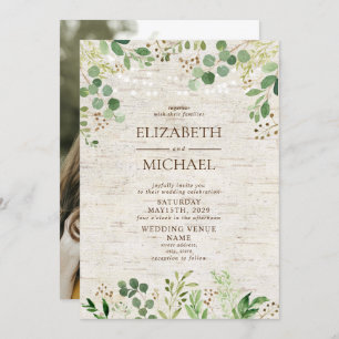 Rustic Birch Botanicals Forest Photo Wedding Kaart