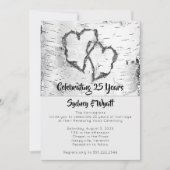 Rustic Birch Hearts Marriage Jubileum Ceremony Kaart (Voorkant)