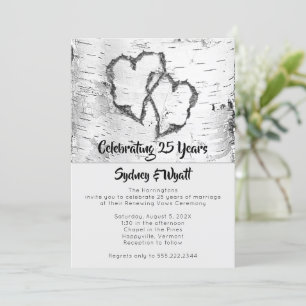 Rustic Birch Hearts Marriage Jubileum Ceremony Kaart