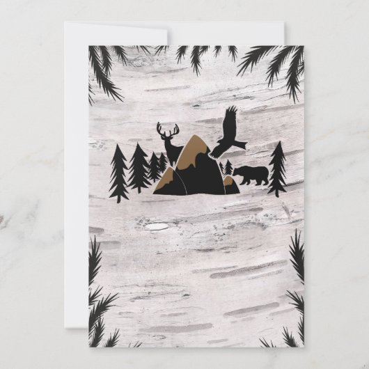 Rustic Birch Outdoor Wilderness TWO 2e verjaardag Kaart (Achterkant)