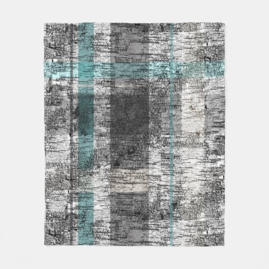 Rustic Birch Plays Print Blauwgroen Grey White Fleece Deken (Voorkant)