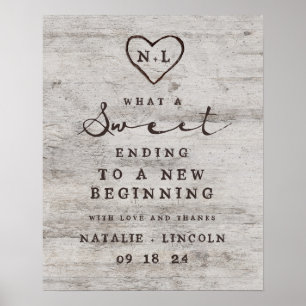 Rustic Birch Sweet Ending Treat Bar Wedding Sign Poster