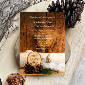 Rustic Birch Tree and Barn Wood Wedding Invitation Kaart