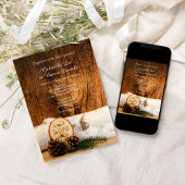Rustic Birch Tree and Barn Wood Wedding Invitation Kaart