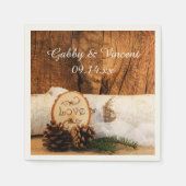 Rustic Birch Tree and Barn Wood Wedding Servetten (Voorkant)