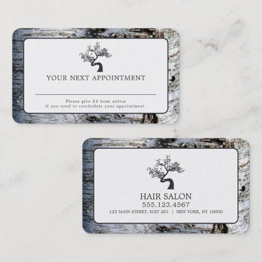 Rustic Birch Tree, Appointkaart Afsprakenkaartje (Voorkant / Achterkant)