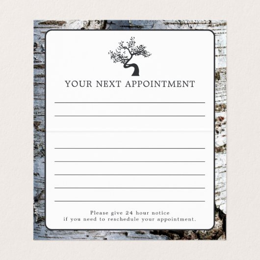 Rustic Birch Tree, Appointkaart Visitekaartje (Binnenkant ongevouwen)