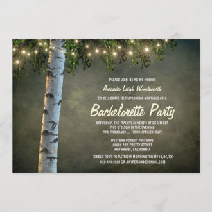 Rustic Birch Tree Bachelorette Party Uitnodigingen