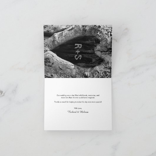 Rustic Birch Tree Bark Modern Wedding Bedankkaart (Binnen)