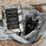 Rustic Birch Tree Bark Modern Wedding Invitation Kaart<br><div class="desc">Verrijk je gasten met deze elegante trouwuitnodiging met moderne typografie tegen een rustige berkenschors achtergrond. Voeg eenvoudig uw gebeurtenisdetails op deze makkelijk te gebruiken sjabloon toe om het één-van-een-soort uitnodiging te maken. Draai de kaart om een prachtig gekerfd hart te onthullen en voeg het bruid en groommonogram op de achterkant...</div>