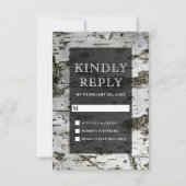 Rustic Birch Tree Bark Modern Wedding RSVP Kaartje (Voorkant)