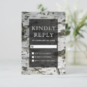 Rustic Birch Tree Bark Modern Wedding RSVP Kaartje (Staand voorkant)