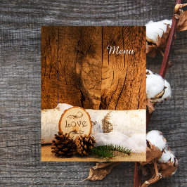 Rustic Birch Tree Barn Wood Country Wedding Menu