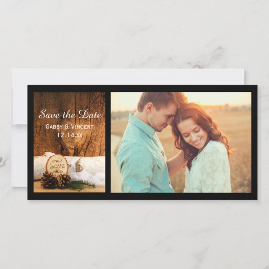 Rustic Birch Tree Barn Wood Wedding Save the Date (Voorkant)
