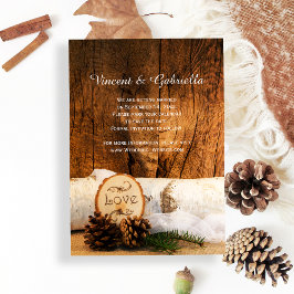 Rustic Birch Tree Barn Wood Wedding Save the Date Kaart