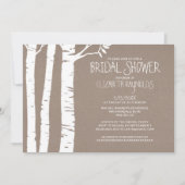 Rustic Birch Tree Bridal Shower Invitations Kaart (Voorkant)
