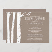 Rustic Birch Tree Bridal Shower Invitations Kaart (Voorkant / Achterkant)