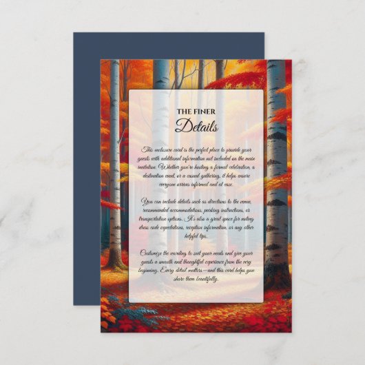 Rustic Birch Tree Fall Wedding Informatiekaartje (Voorkant / Achterkant)