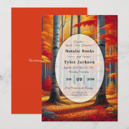 Rustic Birch Tree Fall Wedding Kaart