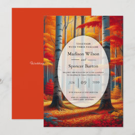 Rustic Birch Tree Fall Wedding Kaart