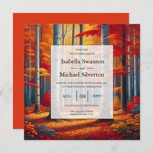 Rustic Birch Tree Fall Wedding Kaart (Voorkant / Achterkant)