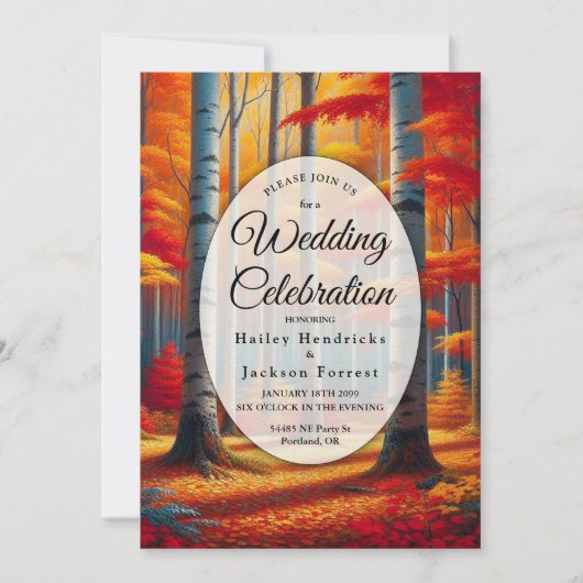 Rustic Birch Tree Fall Wedding Kaart (Voorkant)