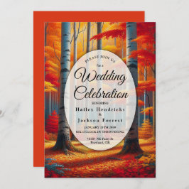 Rustic Birch Tree Fall Wedding Kaart