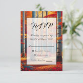  Rustic Birch Tree Fall Wedding RSVP Kaartje (Staand voorkant)