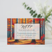  Rustic Birch Tree Fall Wedding RSVP Kaartje (Staand voorkant)