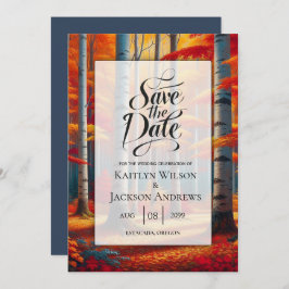 Rustic Birch Tree Fall Wedding Save The Date