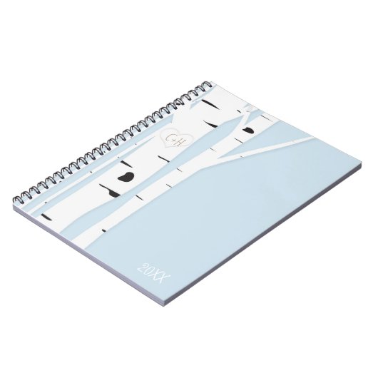 Rustic Birch Tree Heart Icy Blue Notitieboek Journ (Linkerzijde)