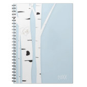 Rustic Birch Tree Heart Icy Blue Notitieboek Journ (Voorkant)