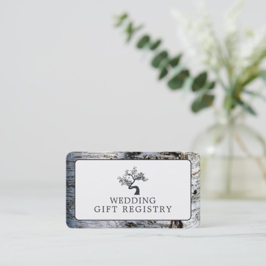 Rustic Birch Tree, kaartje voor cadeauregister (Staand voorkant)