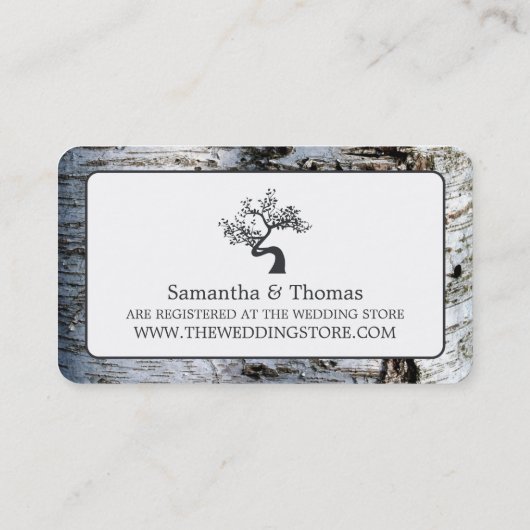 Rustic Birch Tree, kaartje voor cadeauregister (Achterkant)