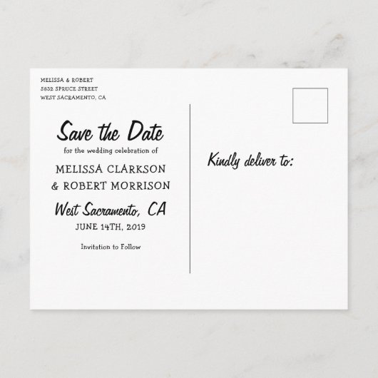 Rustic Birch Tree Photo Save the Date Uitnodiging Briefkaart (Achterkant)