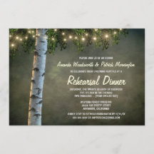 Rustic Birch Tree Rehearsal Dinner Invitations