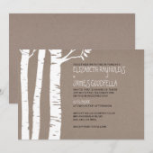 Rustic Birch Tree Wedding Invitations Kaart (Voorkant / Achterkant)