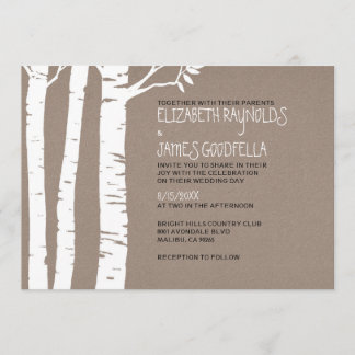 Rustic Birch Tree Wedding Invitations Kaart