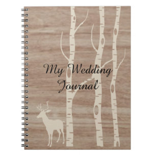 Rustic Birch Trees and Deer Wedding Journal Notitieboek